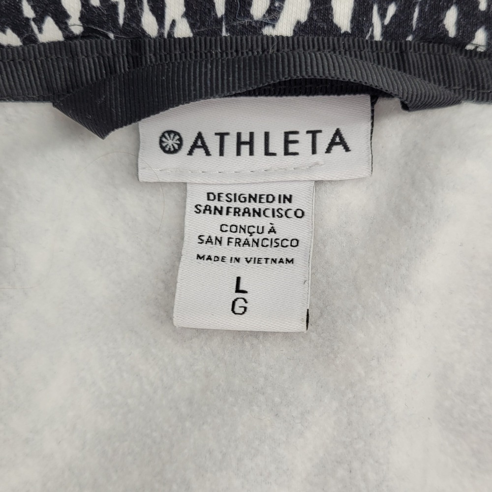 Athleta Triumph Printed Hoodie Womens Large Black White Full Zip 511504-10 - Picture 3 of 7